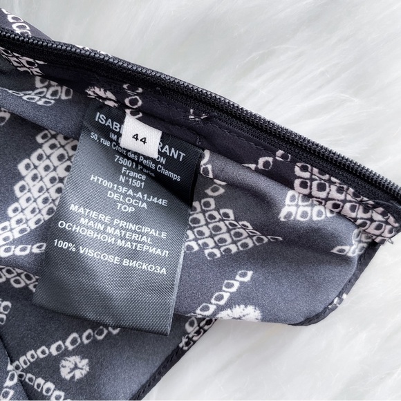 Isabel Marant Étoile Delocia Floral Blouse in Black V-neck Flutter Sleeves - Picture 13 of 16